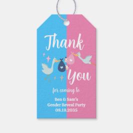 Anpassningsbar Blue Rosa Gender Reveal Party Tack Presentetikett