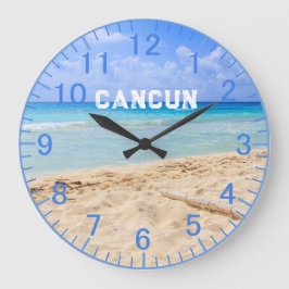 Anpassningsbar Blue Sand Beach Clock Stor Klocka