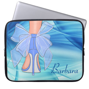 Anpassningsbar Blue Silke High Heel Laptop Fodral