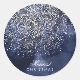 Anpassningsbar Blue Snowflake-jultomte Sticker Runt Klistermärke