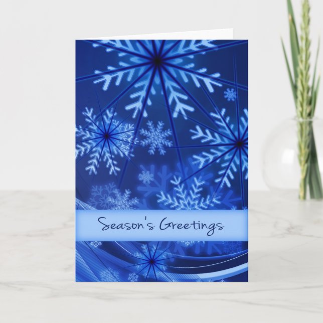 Anpassningsbar Blue Snowflake Season's Greeting Ca Helgkort (Framsida)
