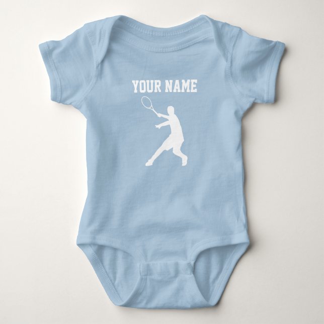 Anpassningsbar Blue tennis sportjersey baby bodyko T-shirt (Framsida)