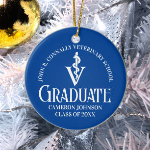 Anpassningsbar Blue Veterinary School Studenten Gi Julgransprydnad Keramik
