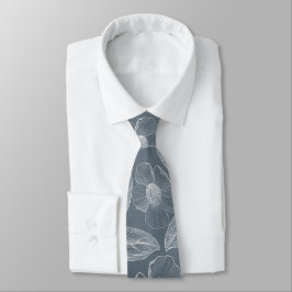 Anpassningsbar Blue & White Line Art Bröllop Neck Slips