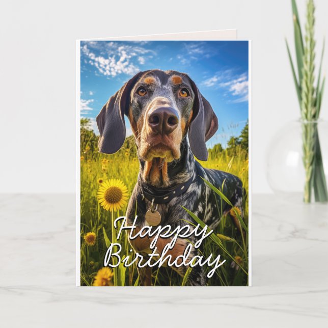Anpassningsbar Bluetick Coonhound Birthday Card Tack Kort (Framsida)