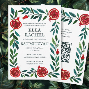 Anpassningsbar B'nai Fladdermus Pub Mitzvah QR-kod Inbjudningar