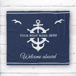 Anpassningsbar Boat Namn Frakts Wheel Anchor Nauti Fleecefilt