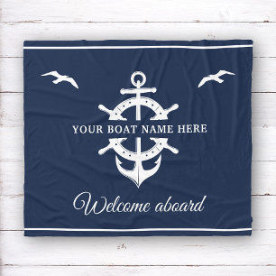 Anpassningsbar Boat Namn Frakts Wheel Anchor Nauti Fleecefilt