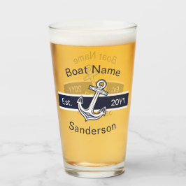 Anpassningsbar Boat Namn Nautical Anchor Navy Blue Glaskopp