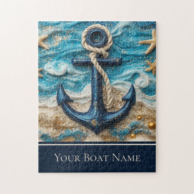 Anpassningsbar Boat Namn Nautical Anchor Pussel (Vertikal)
