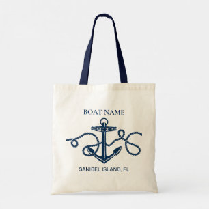 Anpassningsbar Boat Namn Nautical Anchor Tygkasse