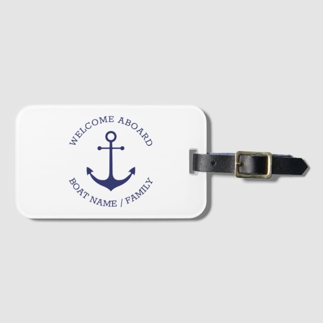 Anpassningsbar Boat namn: nautiskt ankare för frit Bagagebricka (Framsida horisontal)
