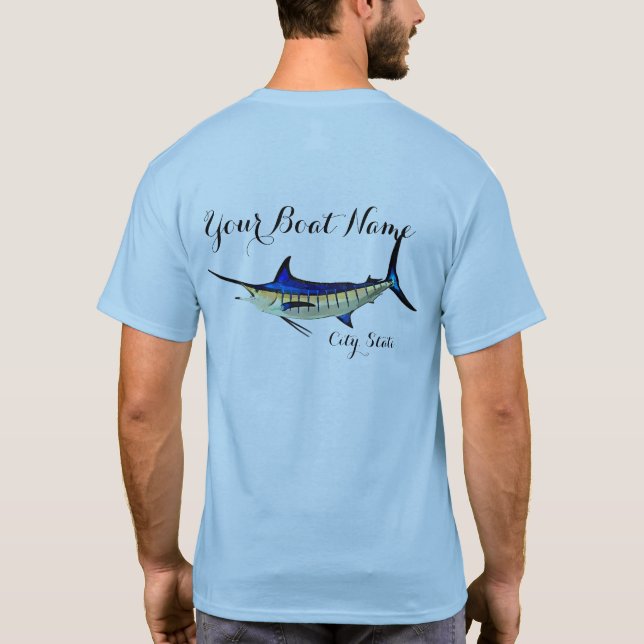 Anpassningsbar Boat Namn Shirt med Marlin T Shirt (Baksida)