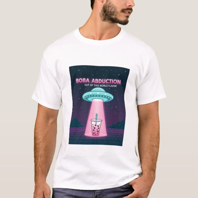 Anpassningsbar Boba Tea UFO Design - Glow in the M T Shirt (Framsida)