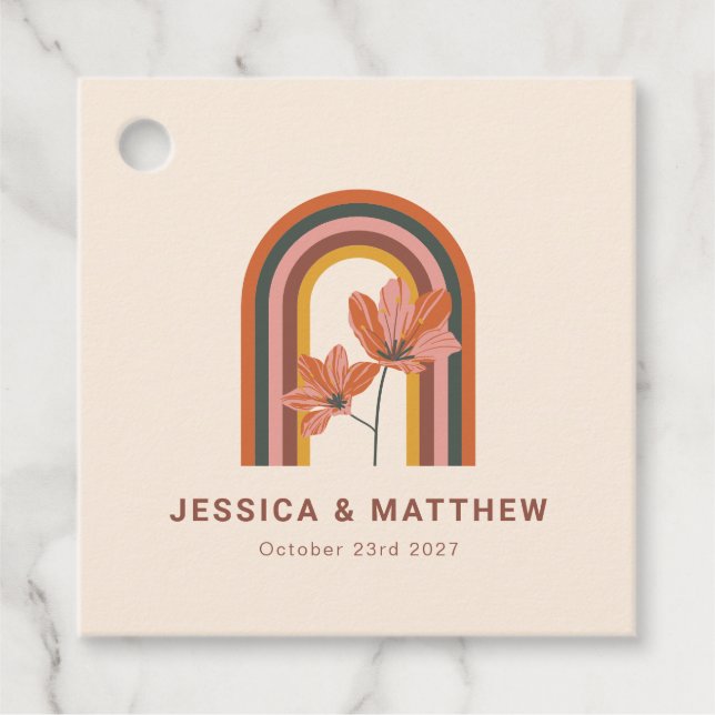 Anpassningsbar Bohemian Autumn Terracotta Blommigt Gåvor Etiketter (Framsida)