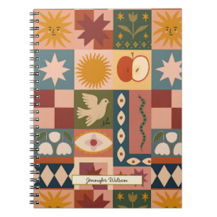 Anpassningsbar Bohemian Celestial Patchwork Mystic Anteckningsbok