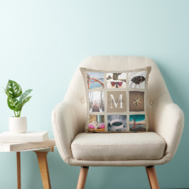 Anpassningsbar Boho 8 Photo Collage Instagram Pill Kudde