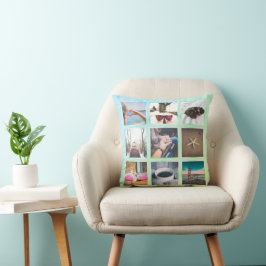 Anpassningsbar Boho 9 Photo Collage Instagram Pill Kudde