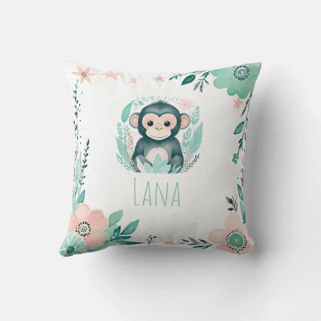 Anpassningsbar Boho Baby Pillow Pastel Grönt Kudde (Baksida)