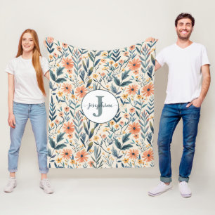 Anpassningsbar Boho Botanical Blomsterträdgård Fle Fleecefilt