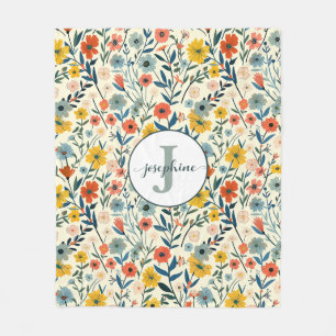 Anpassningsbar Boho Botanical Blomsterträdgård Fle Fleecefilt