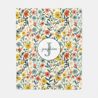 Anpassningsbar Boho Botanical Blomsterträdgård Fle Fleecefilt