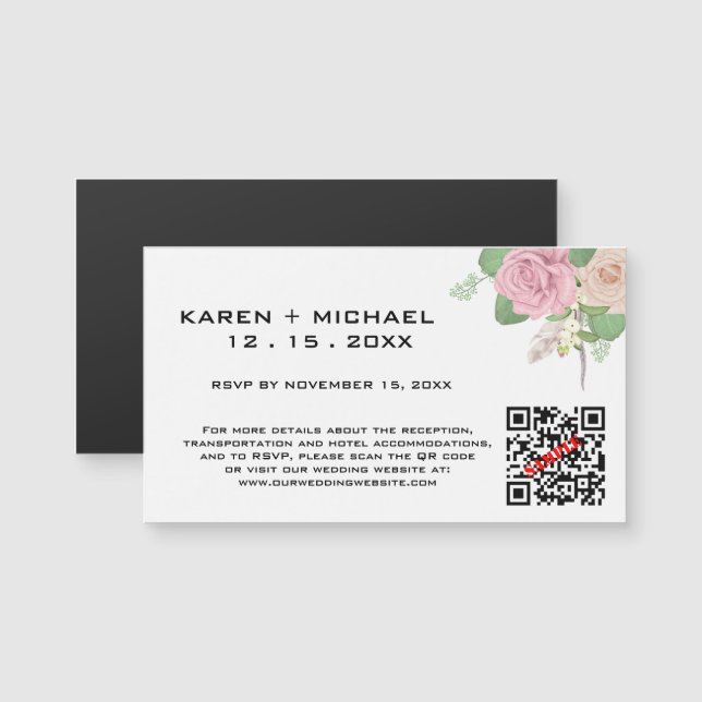 Anpassningsbar Boho Bröllop Magnets - Rustik infor (Fram/baksida)