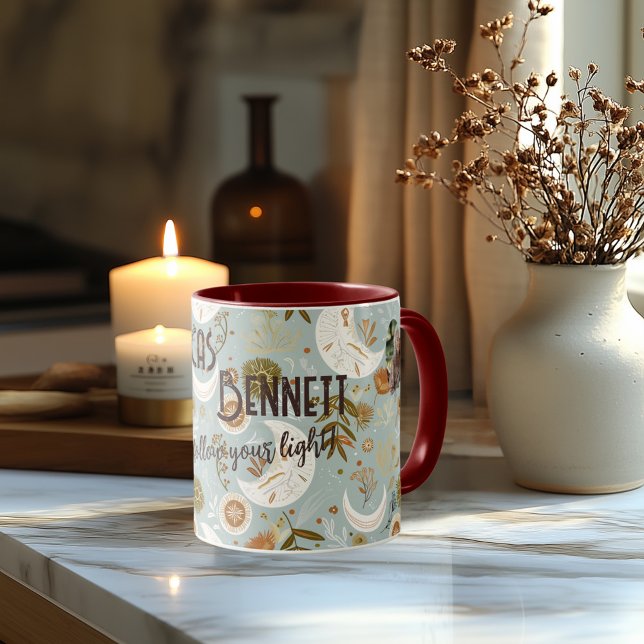Anpassningsbar Boho Chic Mugg med Personlig Namn - (Skapare uppladdad)