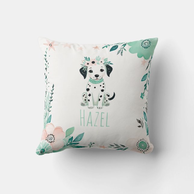 Anpassningsbar Boho Cute Dalmatian Pillow Pastel G Kudde (Baksida)