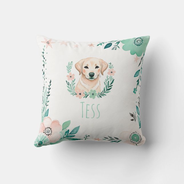Anpassningsbar Boho Cute Labrador Pillow Pastel Gr Kudde (Baksida)