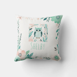 Anpassningsbar Boho Cute Uggla Pillow Pastel Grönt Kudde