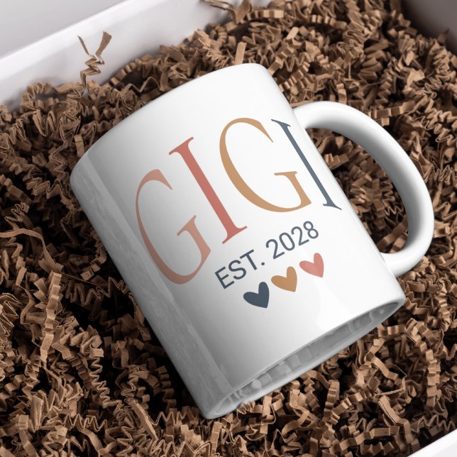 Anpassningsbar Boho Gigi Coffee Mugg - Baby Gift f (personalized gigi mug, gigi coffee mug, boho gigi mug, gigi mothers day, gigi gift idea, grandma mug)