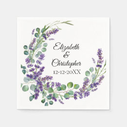 Anpassningsbar Boho Lavender Eucalyptus Bröllop Pappersservett