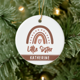 Anpassningsbar Boho Little Sister Rainbow Matching Julgransprydnad Keramik