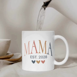 Anpassningsbar Boho Mamma Est. 2028 Mugg, New mamm Kaffemugg