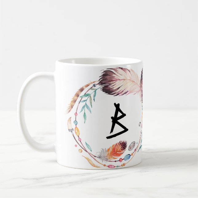 Anpassningsbar Boho Monogram Kaffe Mugg (Vänster)
