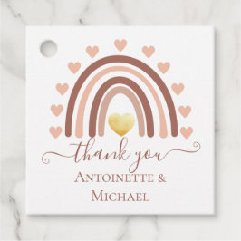 Anpassningsbar Boho Rainbow Baby Shower Tack Gåvor Etiketter