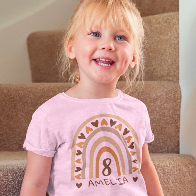 Anpassningsbar Boho Rainbow Namn för födelsedagen T Shirt (Skapare uppladdad)