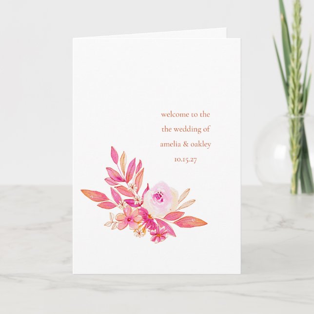 Anpassningsbar Boho Rosa Orange Blommigt Chic Pers Program (Framsida)