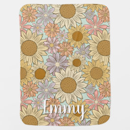 Anpassningsbar Boho Solblomma Baby Blanket Bebisfilt