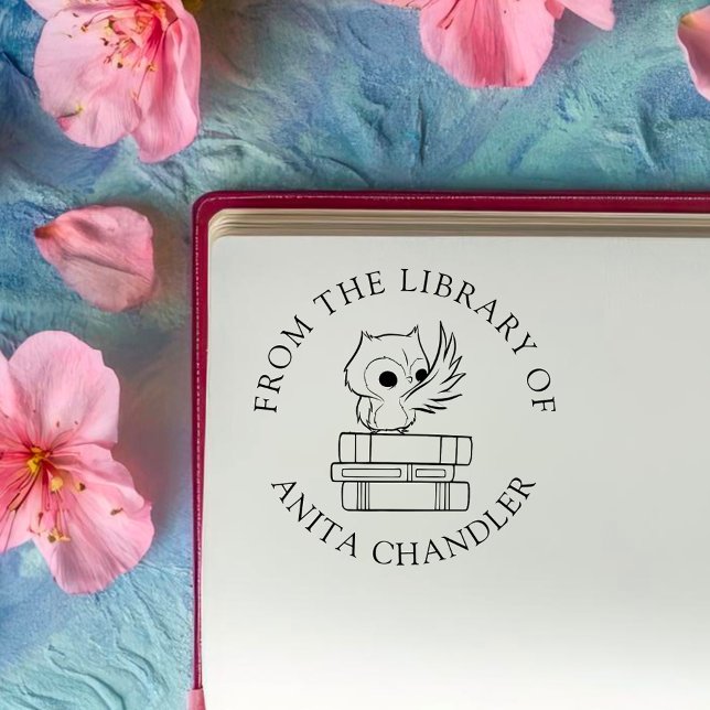 Anpassningsbar Bok | Cute Uggla på Bokar Stämpel (Skapare uppladdad)