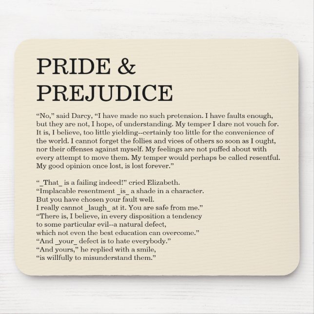 Anpassningsbar Bok Quote Jane Austen Simple Text Musmatta (Framsidan)