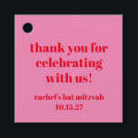 Anpassningsbar Bold Rosa Red Modern Bat mitzvah Ta Gåvor Etiketter<br><div class="desc">Anpassningsbar fet typografi Bright Rosa och Red Modern Bat mitzvah Tack - favorittaggar</div>