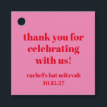 Anpassningsbar Bold Rosa Red Modern Bat mitzvah Ta Gåvor Etiketter<br><div class="desc">Anpassningsbar fet typografi Bright Rosa och Red Modern Bat mitzvah Tack - favorittaggar</div>