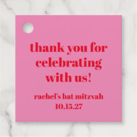 Anpassningsbar Bold Rosa Red Modern Bat mitzvah Ta
