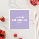 Anpassningsbar Bold Typography Modern Lavender Bat Pappersservett<br><div class="desc">Anpassningsbar av fetstil i Lavender och Vita moderna Bat mitzvah blöjor</div>