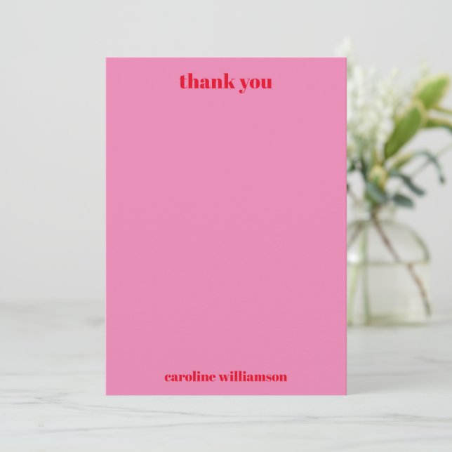 Anpassningsbar Bold Typography Rosa Red Modern Bab Tack Kort (Stående Fram)