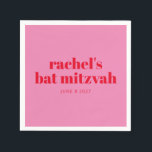 Anpassningsbar Bold Typography Rosa Red Modern Bat Pappersservett<br><div class="desc">Anpassningsbar Bold Typography Bright Rosa and Red Modern Bat mitzvah Napkins</div>