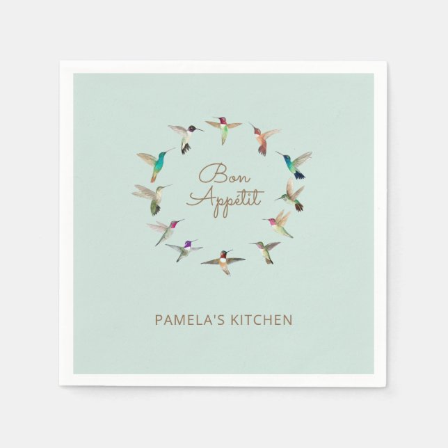 Anpassningsbar Bon Appétit California Hummingbird Pappersservett (Framsidan)