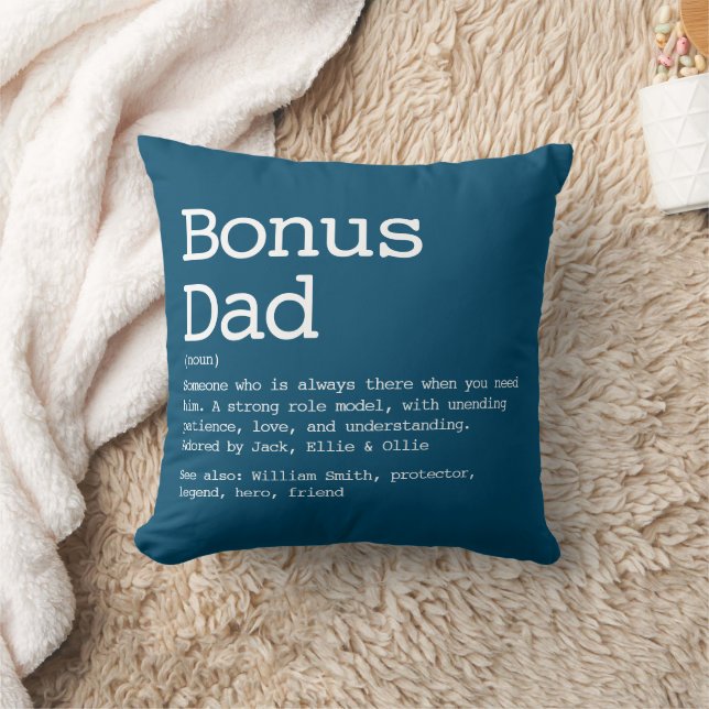 Anpassningsbar Bonus Pappa Stepdad Definition Blue Kudde (Filt)